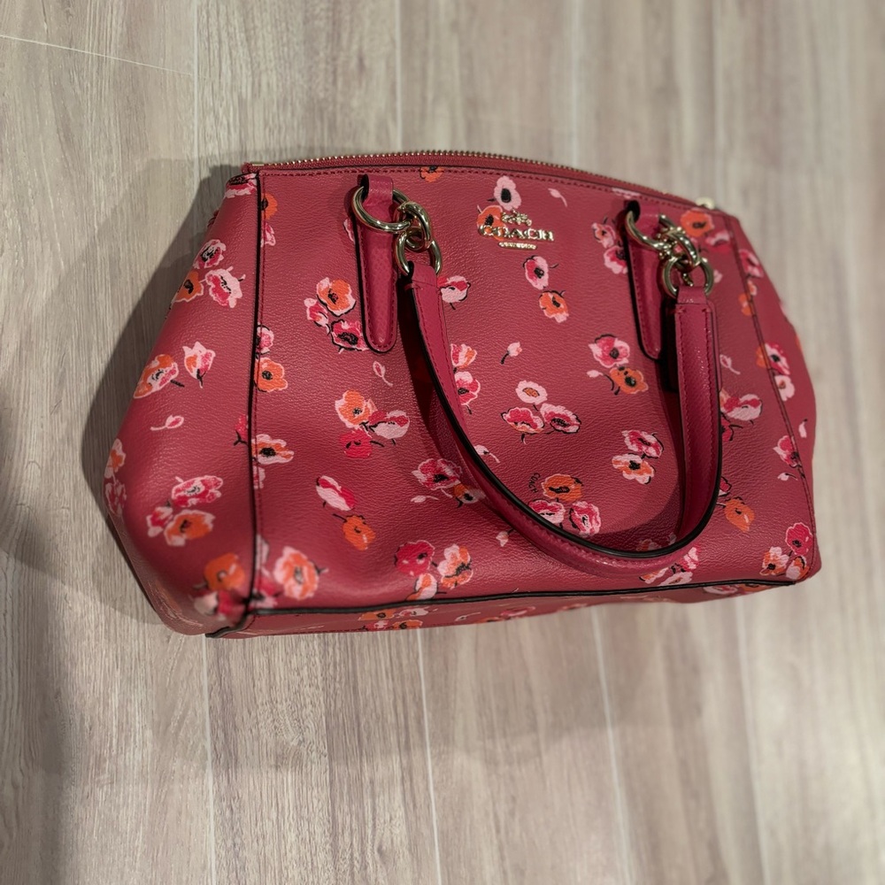 Coach Mini Christie Carryall Wildflower Dahlia Pink Purse Handbag